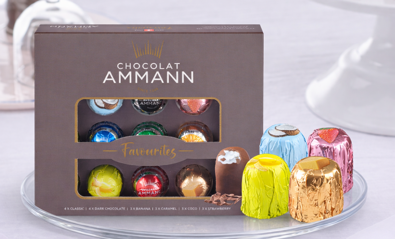 Schokokuss Favourites auf Glasteller